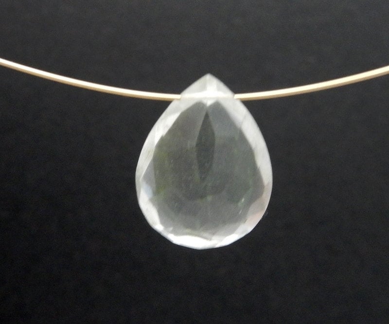Faceted Crystal Quartz Briolette Bead - Teardrop Cabochon (16x12mm) Faceted Crystal Quartz Briolette Bead - Teardrop Cabochon (16x12mm)