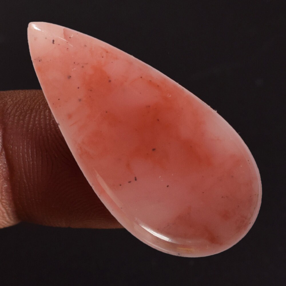 Natural Guava Quartz Pear Shape Cabochon Flat Back Polished Pink Gemstone For Jewelry Making