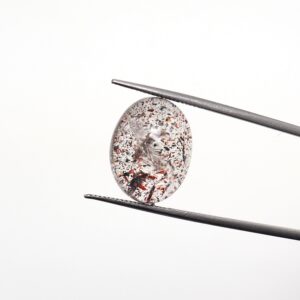 Hematite Quartz Cabochon: Natural Harlequin Gemstone, 10ct