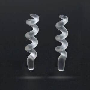 Natural White Quartz Smooth Spiral Loose Gemstone, 55x13mm, White Quartz Spring Cabochon Jewelry Handmade Gift for Women, Pair ( 2 Pieces )