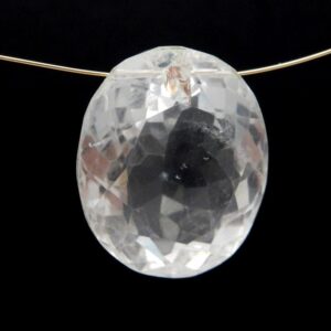 Oval Briolette Bead - Faceted Crystal Quartz Drilled Cabochon  (RK36B16-05)