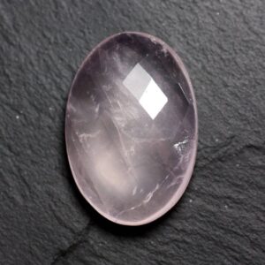 Cabochon Pierre - Quartz Rose Facetté Ovale 34x24mm N15 -  4558550086365