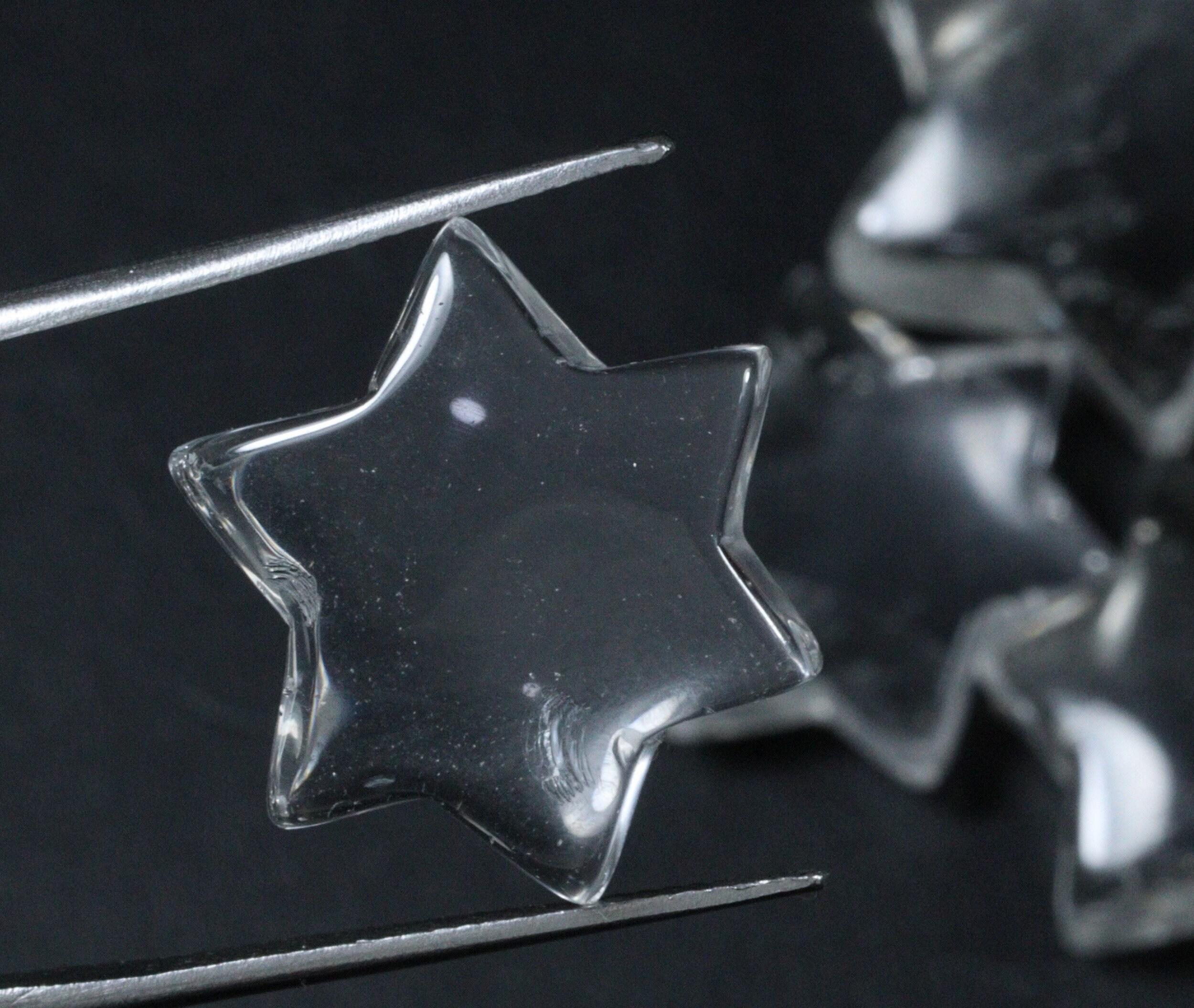 Star Carved Clear Quartz Cabochon Gemstone - Jewelry Making