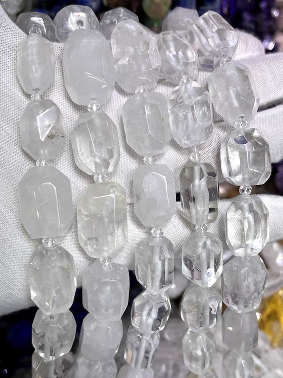 13-19mm Natural Faceted Crystal Quartz Nugget Spacer Loose Beads,diy Handmade Jewelry Making Beaded Accessories,15 Inches One Strand
