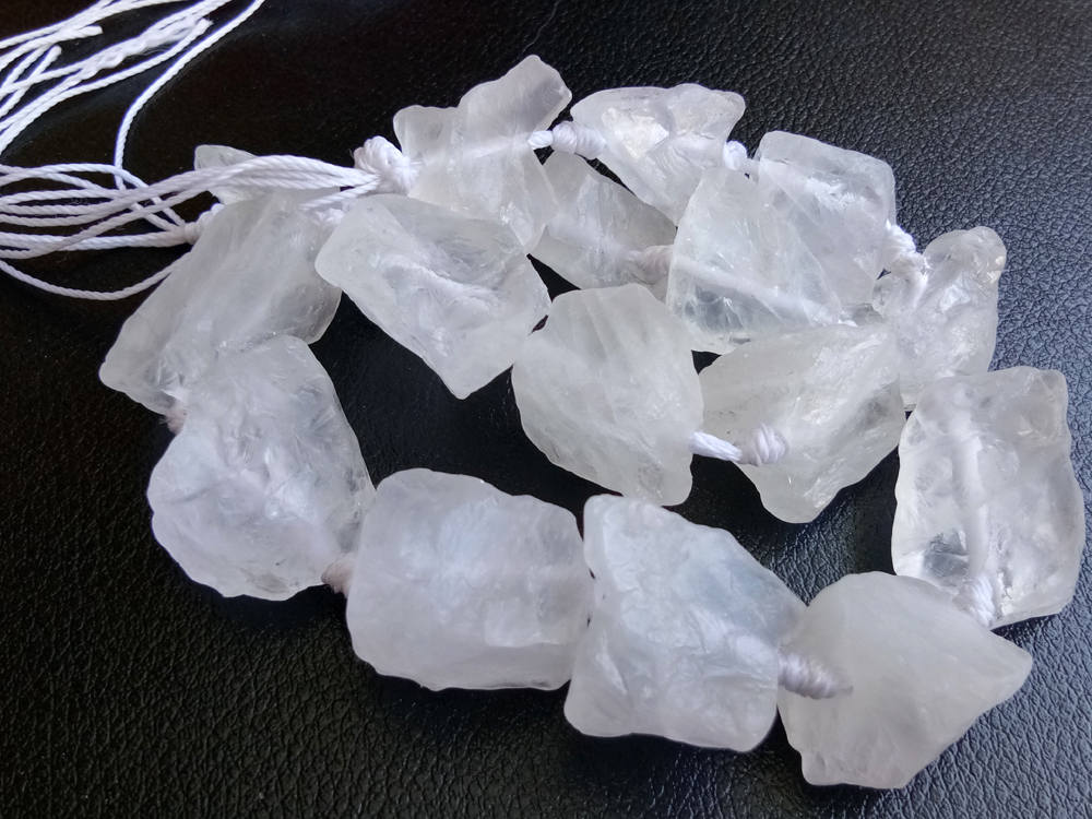 15-27mm Raw Crystal Quartz Stones, Huge Natural Loose Rough Gemstone, Crystal Quartz Rough Nugget For Necklace (4in To 8in Options) - Pusnt8