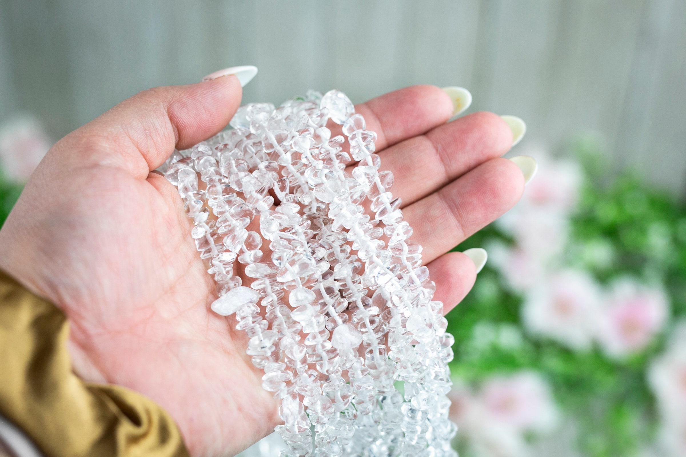 30" Natural Clear Quartz Crystal Chip Beads 6mm - 8mm - Double Length Strand Gemstone Beads