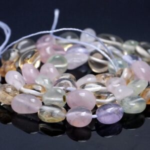 6-7mm Multi Quartz Gemstone Pebble Nugget Granule Loose Beads 7.5 Inch Half Strand (80001936 H-a33)