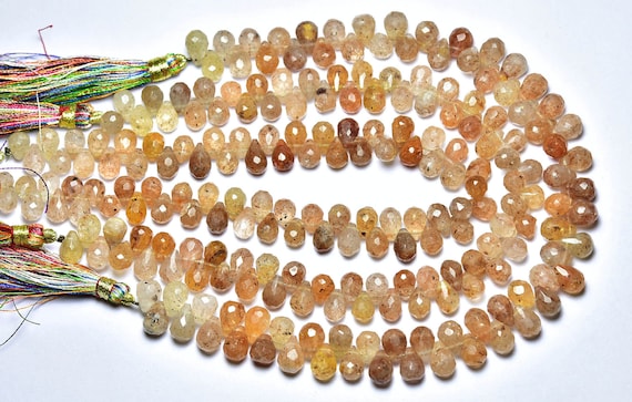 Copper Quartz Teardrop Beads - 8 Inches - Natural Faceted Copper Quartz Tear Drops Briolette - Size Is 6x7 - 6.5x9 Mm #2605