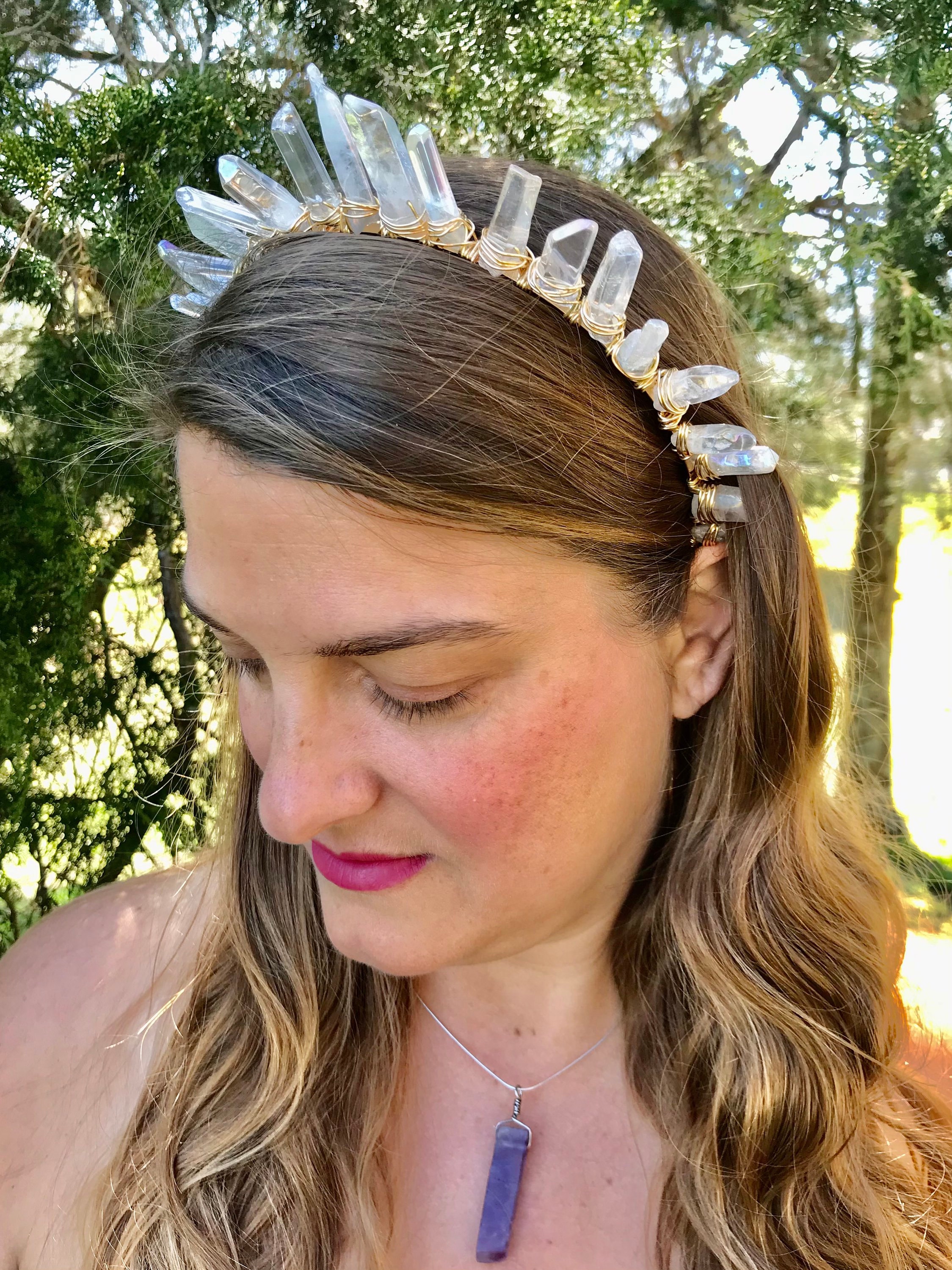 Quartz Crystal Crown: Gold Wire Wrapped Gemstone Tiara