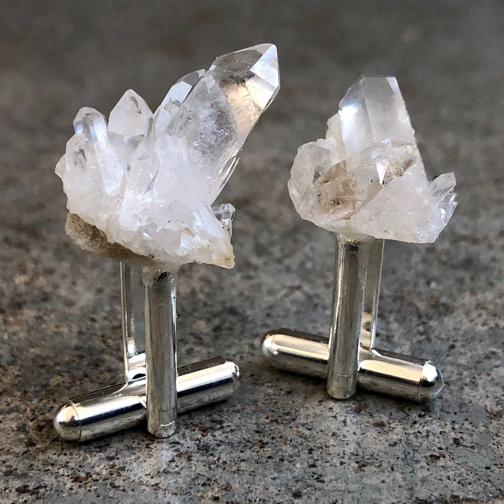 Quartz Crystal Cufflinks. Arkansas Quartz Clusters, Usa Ethically Sourced Crystals, Raw Stone Cuff Links. April Birthstone Men, Husband Gift Quartz Crystal Cufflinks. Arkansas Quartz Clusters, Usa Ethically Sourced Crystals, Raw Stone Cuff Links. April Birthstone Men, Husband Gift