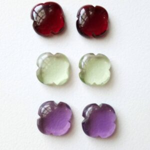 15mm Multi Color Hydro Quartz Fancy Clover Shape Plain Cabochons, 6 Pcs Matched Pair Multi Hydro Quartz Flower For Earrings - Ks5090 15mm Multi Color Hydro Quartz Fancy Clover Shape Plain Cabochons, 6 Pcs Matched Pair Multi Hydro Quartz Flower For Earrings - Ks5090