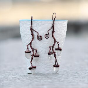 Clear Crystal Quartz Branch Earrings, Gemstone Dangle Earrings