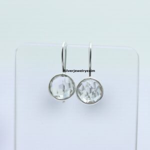 Crystal Quartz Dangle Earrings: Sterling Silver Gemstone Studs