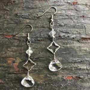 Quartz Crystal Faceted Gemstone Dangle Earrings - Stainless Steel Crystal Dangle Earrings - Handmade OOAK Crystal Earrings Quartz Crystal Faceted Gemstone Dangle Earrings - Stainless Steel Crystal Dangle Earrings - Handmade OOAK Crystal Earrings