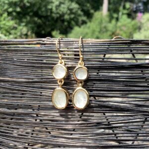 Crystal Quartz Gold Drop Earrings, Bridal Earrings, Double Stone Drops