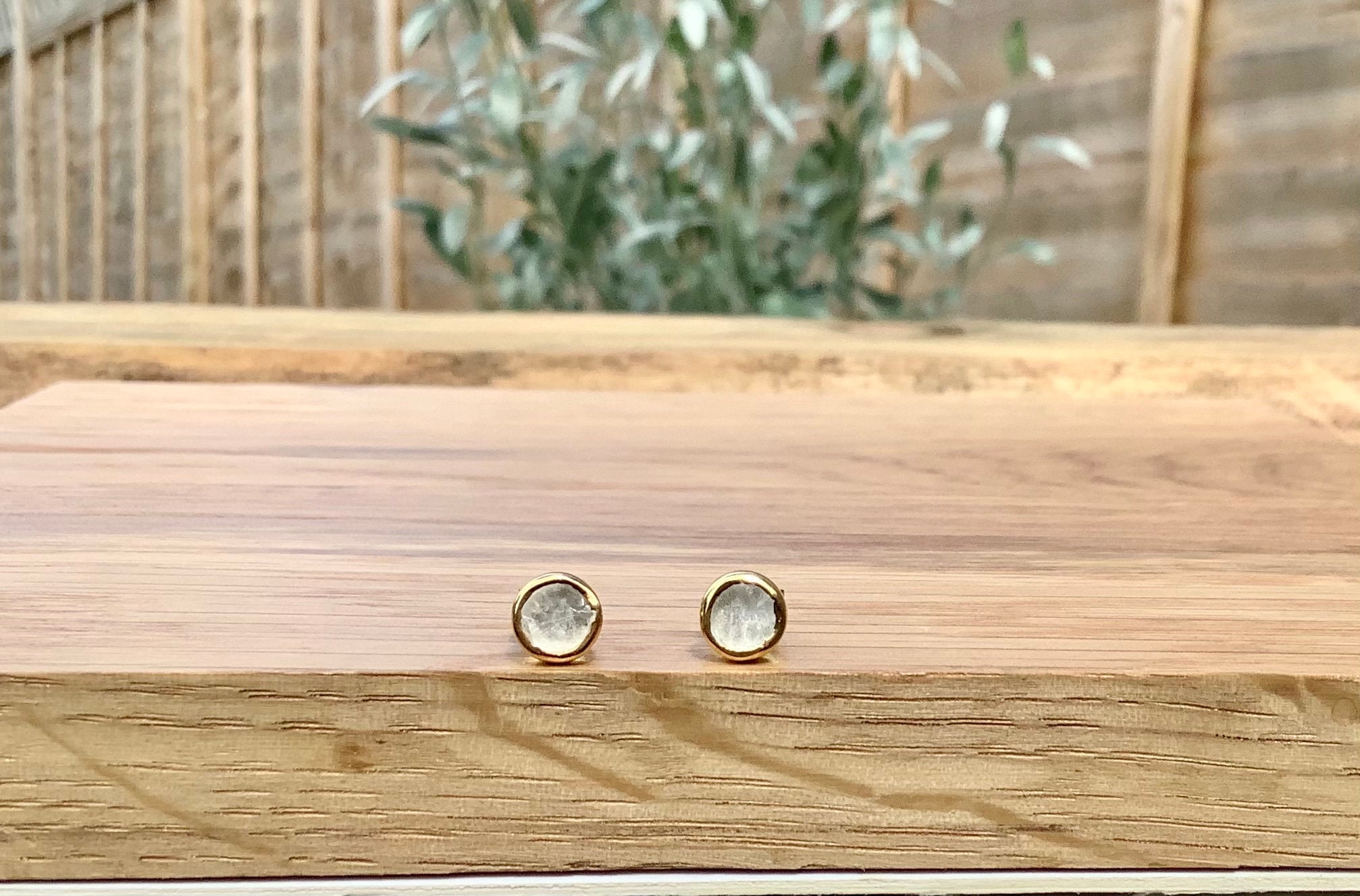 Crystal Quartz Gold Vermeil Studs, Womens Stud Earrings, Raw Stone Jewellery, Gift For Mum