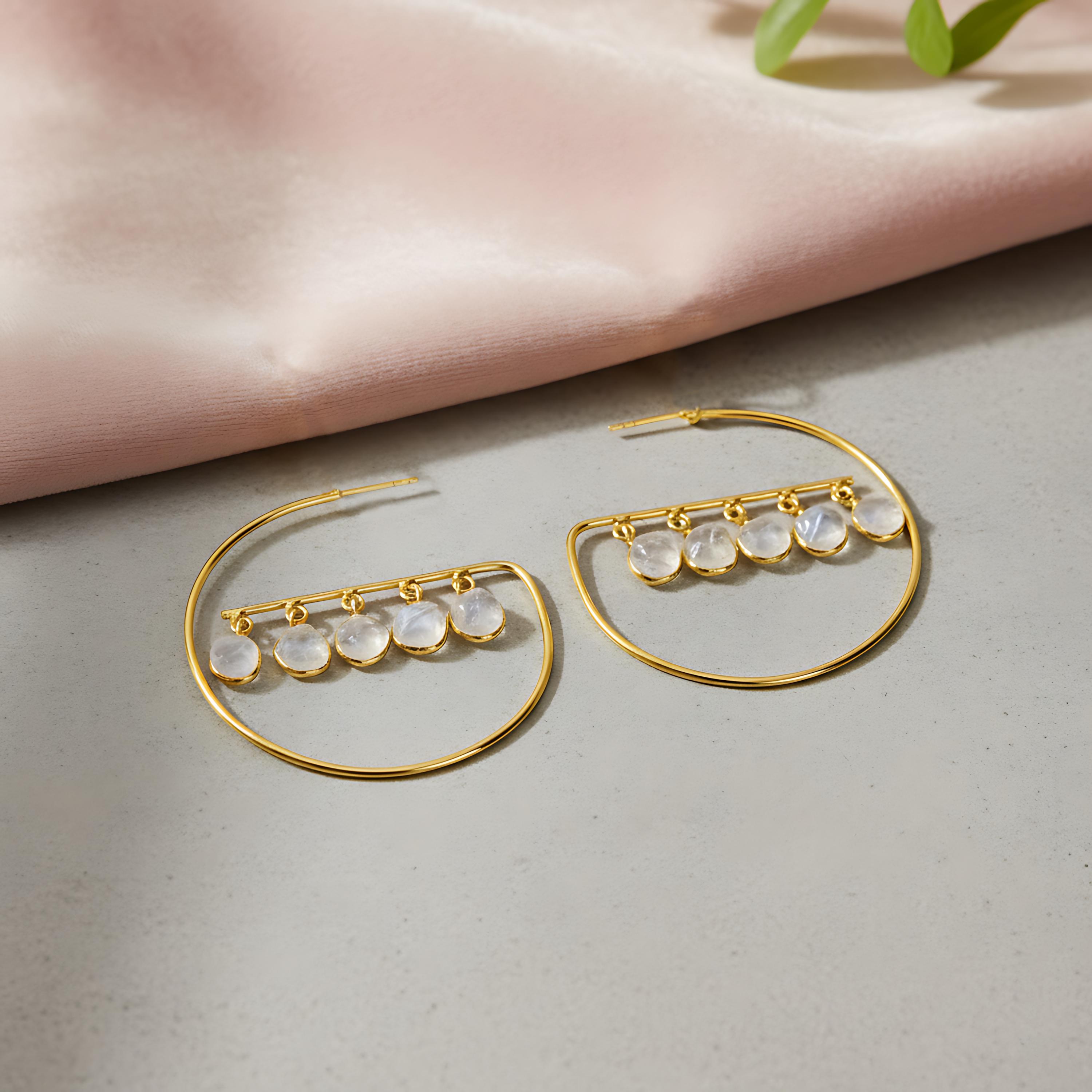 Crystal Quartz Hoop Earrings Drop Earrings Dangle Earrings Statement Earrings Handmade Jewelry Christmas Gifts