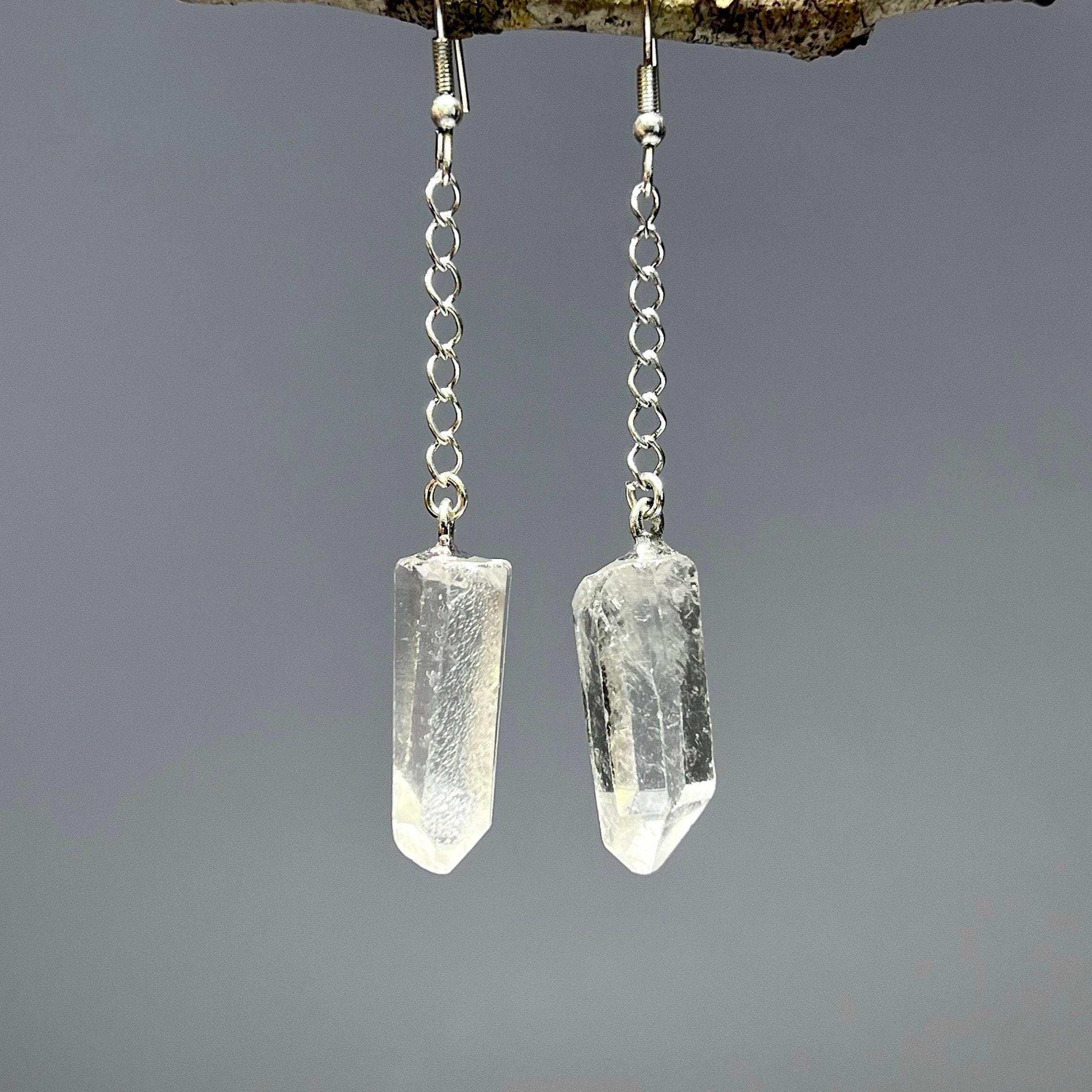 Quartz Crystal Long Dangle Earrings