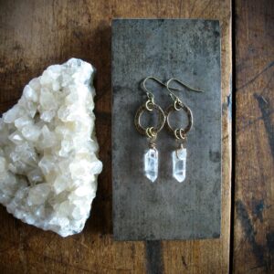 Quartz Crystal Point Gemstone Hoop Earrings Jewelry Handmade In Usa Quartz Crystal Point Gemstone Hoop Earrings Jewelry Handmade In Usa