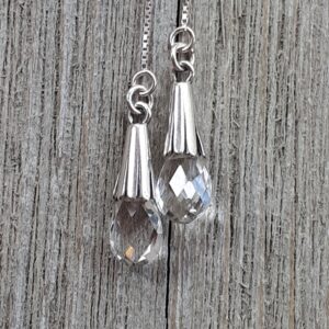 Elegant Crystal Quartz Earrings - Sterling Silver Threaders - Aaa Quality Gemstone Elegant Crystal Quartz Earrings - Sterling Silver Threaders - Aaa Quality Gemstone