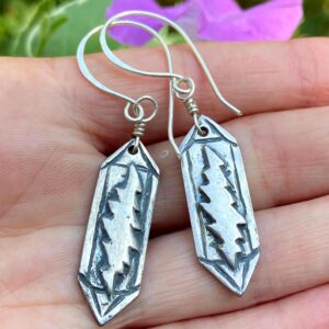 Lightning Bolt In Double Terminated Quartz Crystal Earrings Handmade In .999 Fine Silver One Of A Kind Grateful Dead Jewelry Lightning Bolt In Double Terminated Quartz Crystal Earrings Handmade In .999 Fine Silver One Of A Kind Grateful Dead Jewelry