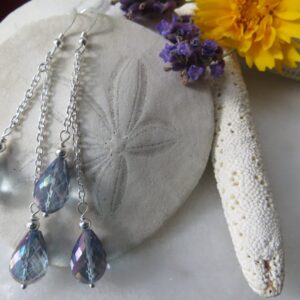 Mystic Blue Crystal Quartz Sterling Silver Dangle Earrings