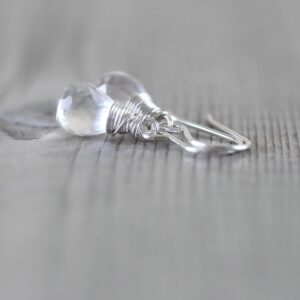 Natural Rock Crystal Earrings, Aaa Genuine Clear Quartz Faceted Teardrop Earrings Wire Wrapped In Sterling Silver, Gold Or Rose Gold Filled Natural Rock Crystal Earrings, Aaa Genuine Clear Quartz Faceted Teardrop Earrings Wire Wrapped In Sterling Silver, Gold Or Rose Gold Filled