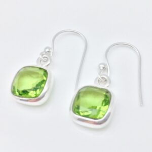 Peridot Quartz Earrings // 925 Sterling Silver // Simple Square Setting // Hook Wires Peridot Quartz Earrings // 925 Sterling Silver // Simple Square Setting // Hook Wires