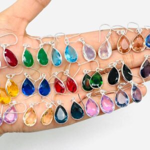 Sterling Silver Quartz Pear Earrings: Gemstone Hook Dangles Sterling Silver Quartz Pear Earrings: Gemstone Hook Dangles