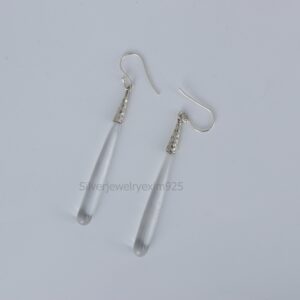 Teardrop Crystal Quartz Earrings: 925 Sterling Silver Dangle Drop