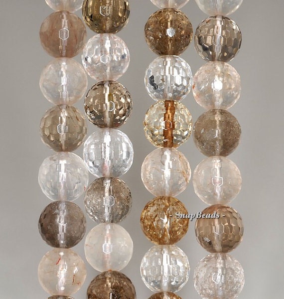 10mm Mix Quartz Gemstone Faceted Round Loose Beads 7.5 Inch Half Strand Lot 1,2 And 6 (90191179-b28-549)