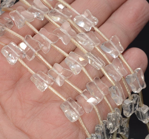 10x10mm White Rock Crystal Quartz Gemstone Grade Aaa Faceted Butterfly Beads 15.5 Inch Full Strand Bulk Lot 1,2,6,12 And 50 (90187594-702 A)