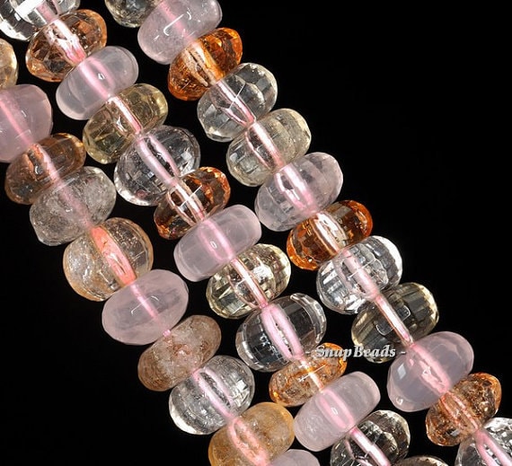 10x6mm Mix Quartz Gemstone Faceted Rondelle Loose Beads 7.5 Inch Half Strand (90144016-b32-561)