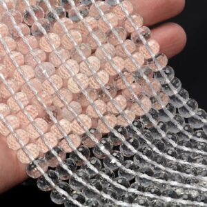 10x7mm White Rock Crystal Quartz Gemstone Grade Aaa Faceted Rondelle Beads 15.5 Inch Full Strand Bulk Lot 1,2,6,12 And 50 (90187615-700)