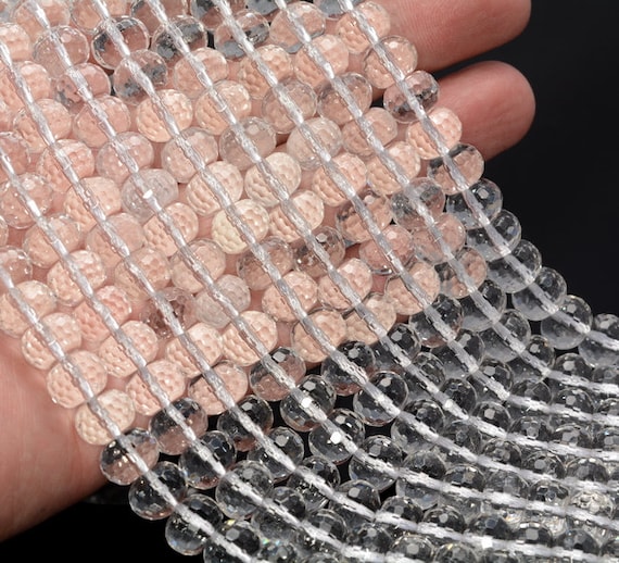 10x7mm White Rock Crystal Quartz Gemstone Grade Aaa Faceted Rondelle Beads 15.5 Inch Full Strand Bulk Lot 1,2,6,12 And 50 (90187615-700)