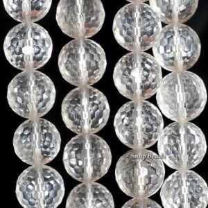 12mm Rock Crystal Gemstone Grade B Faceted Round Loose Beads 7.5 Inch Half Strand Lot 1,2,6 (90191498-b1-502)