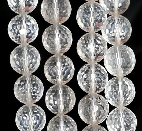 12mm Rock Crystal Gemstone Grade B Faceted Round Loose Beads 7.5 Inch Half Strand Lot 1,2,6 (90191498-b1-502)