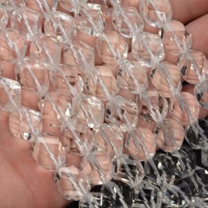 12x10mm White Rock Crystal Quartz Gemstone Grade Aaa Twist Faceted Round Beads 15.5 Inch Full Strand Bulk Lot 1,2,6,12 And 50 (90187625-699)