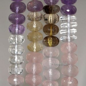12x8-12x4mm Mix Quartz Gemstone Faceted Rondelle Loose Beads 7.5 Inch Half Strand (90191104-b34-563)