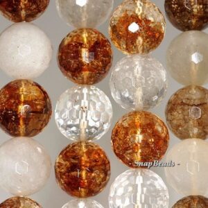 14mm Mix Quartz Gemstone Faceted Round Loose Beads 7.5 Inch Half Strand (90191205-b26-546)
