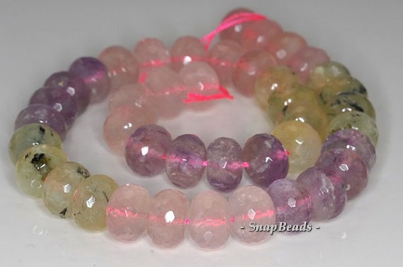 14x10mm Mix Quartz Gemstone Faceted Rondelle Loose Beads 7.5 Inch Half Strand Lot 1,2 And 6 (90191115-b34-563)