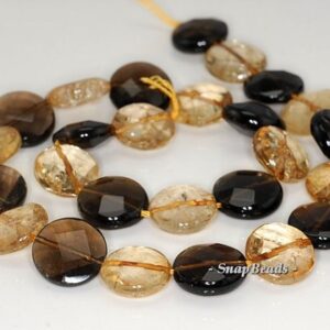 15mm Mix Quartz Gemstone Faceted Flat Round Loose Beads 7.5 Inch Half Strand Lot 1,2 And 6 (90191170-b29-550)