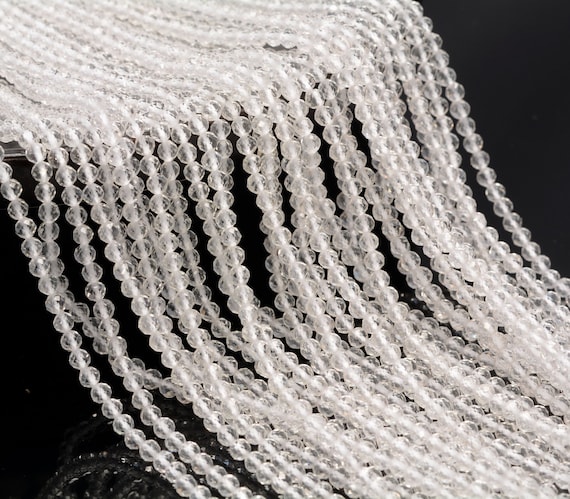 2mm Clear Quartz  Rock Crystal Gemstone Micro Faceted Round Grade Aaa Beads 15.5inch Bulk Lot 1,6,12,24 And 48 (80010171-a194)