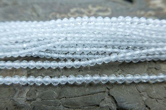 2mm Natural Clear Quartz Beads - 3mm Faceted Clear Crystal Beads - Clear Gemstone Spacer Beads - Tiny Jewelry Separater Beads -15pcs 2mm Natural Clear Quartz Beads - 3mm Faceted Clear Crystal Beads - Clear Gemstone Spacer Beads - Tiny Jewelry Separater Beads -15pcs