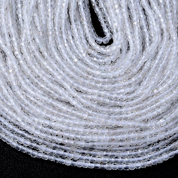 2mm Natural Rock Crystal Gemstone Grade Aaa Micro Faceted Diamond Cut Cube Loose Beads Bulk Lot 1,2,6,12 And 50 (p39)