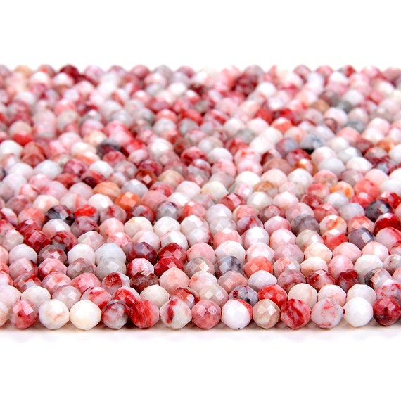 2mm Rare Cinnabrite, Cinnabar In Quartz Matrix Gemstone Micro Faceted Round Beads 15.5 Inch Full Strand Lot 1,2,6,12 And 50 (80008445-a291)