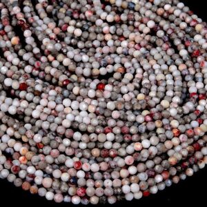 3mm Cinnabar In Quartz Matrix Gemstone Micro Faceted Round Beads 15.5 Inch Full Strand Bulk Lot 1,2,6,12 And 50 (80008830-p10)