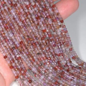 3mm Rare Auralite 23 Cacoxenite Grade Aaa Purple Pink Red Quartz Micro Faceted Round Beads 15.5" Bulk Lot 1,2,6,12 And 50 (80004709-912)
