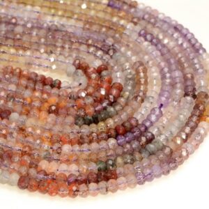 3x2mm Rare Auralite 23 Cacoxenite Purple Pink Red Quartz Micro Faceted Rondelle Beads 16" Full Strand Lot 1,2,6,12 And 50 (80007293-488)