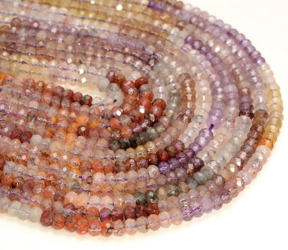 3x2mm Rare Auralite 23 Cacoxenite Purple Pink Red Quartz Micro Faceted Rondelle Beads 16" Full Strand Lot 1,2,6,12 And 50 (80007293-488)